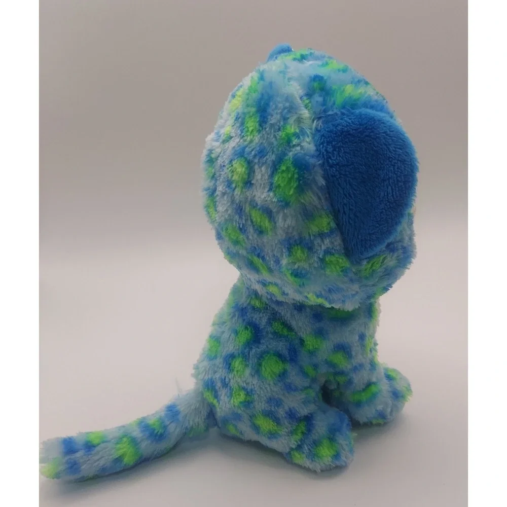Ty Beanie Boos Leona Cat Plush Stuffed Animal Toy Blue Green Glitter Eyes Retire
